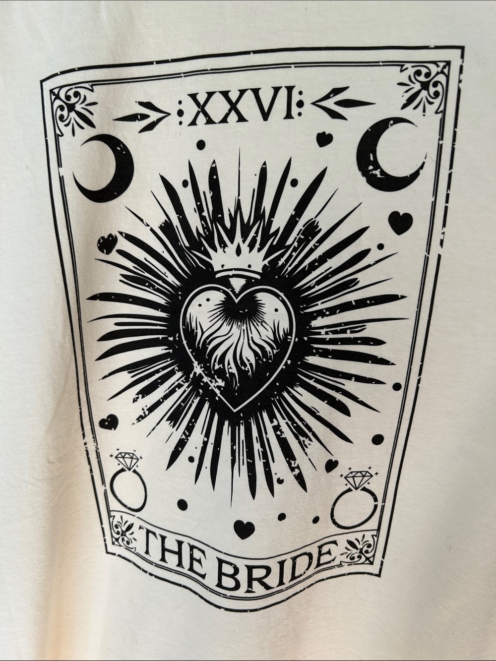 “The Bride” Tarot Card Graphic Tee - Size L - Cream